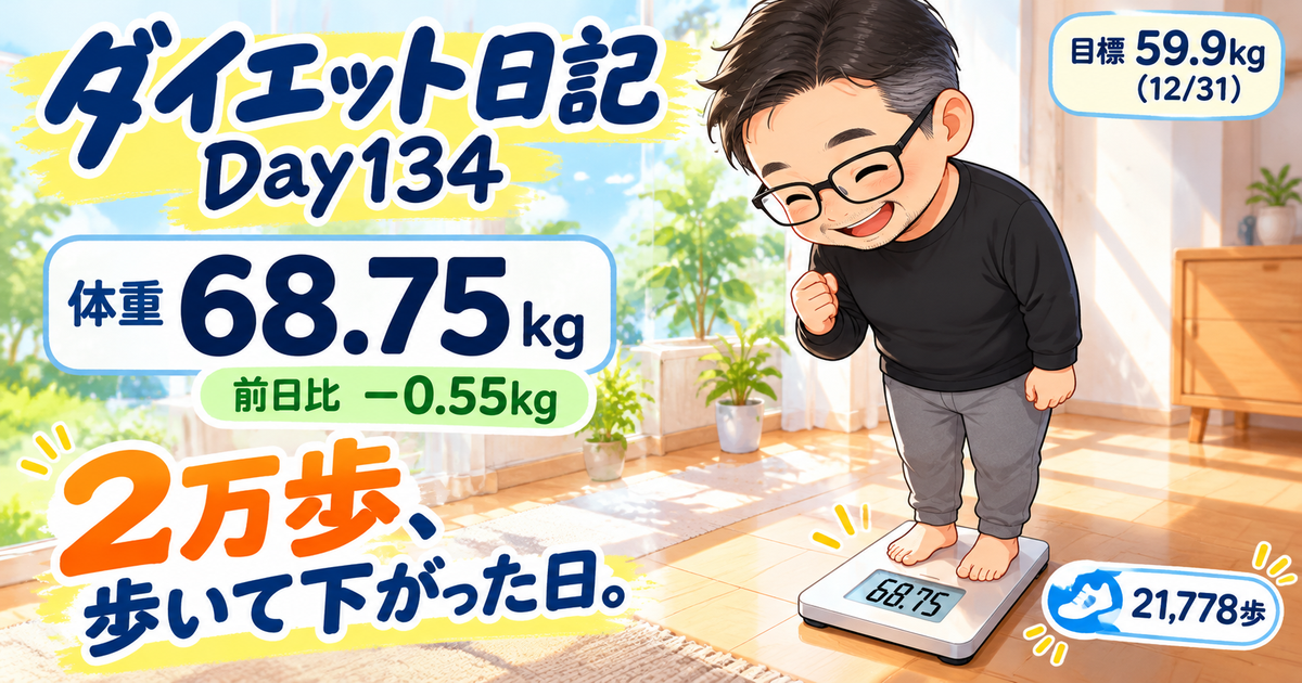 ダイエット日記 Day134 68.75kg