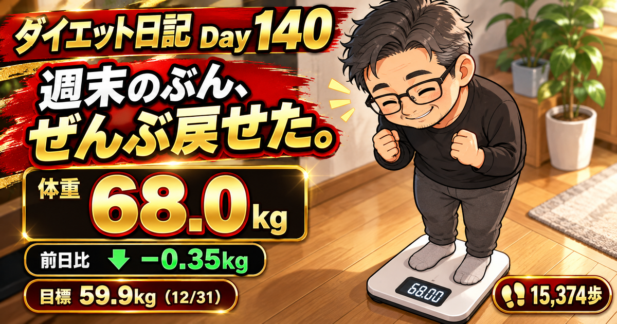 ダイエット日記 Day140 10月21日 68.0kg