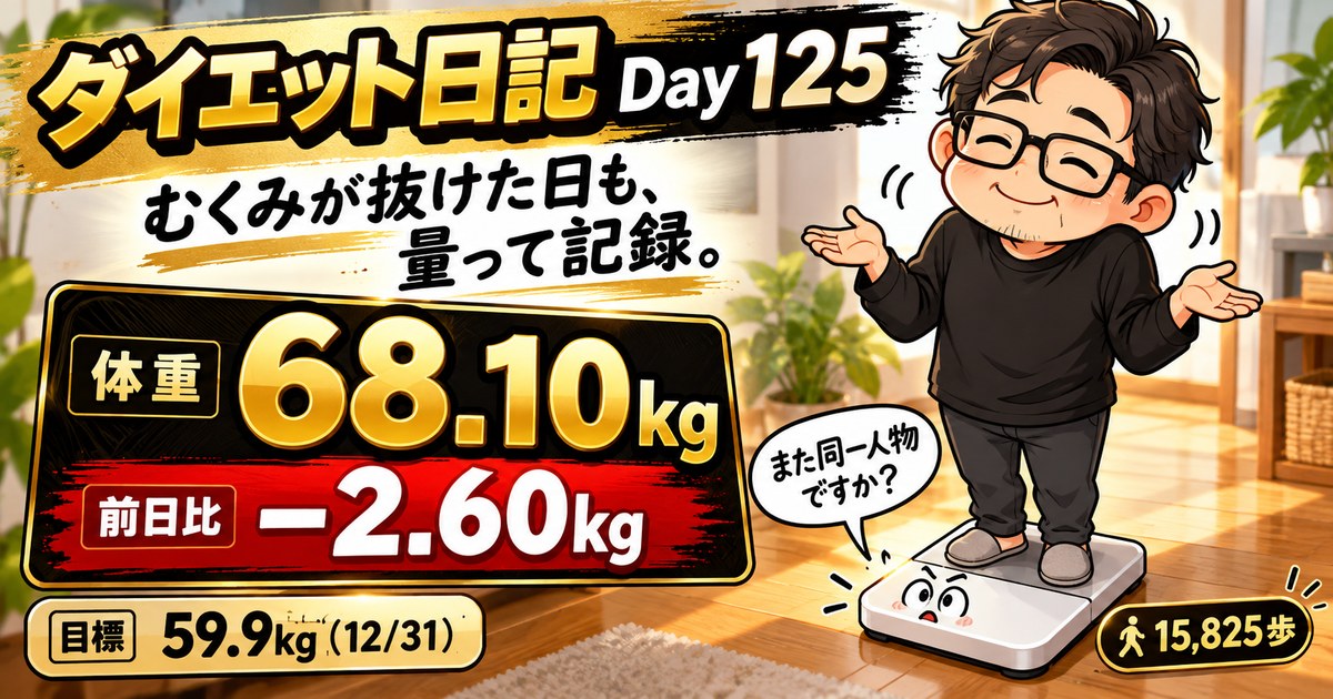 ダイエット日記 Day125 体重68.10kg